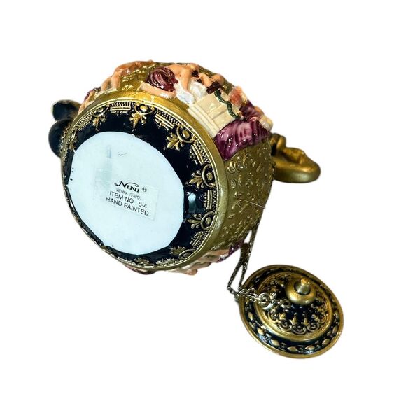 Nini VIENNA Miniature Gold Hand Painted Resin Teapot with Chained Lid # 6-4 - Picture 7 of 8